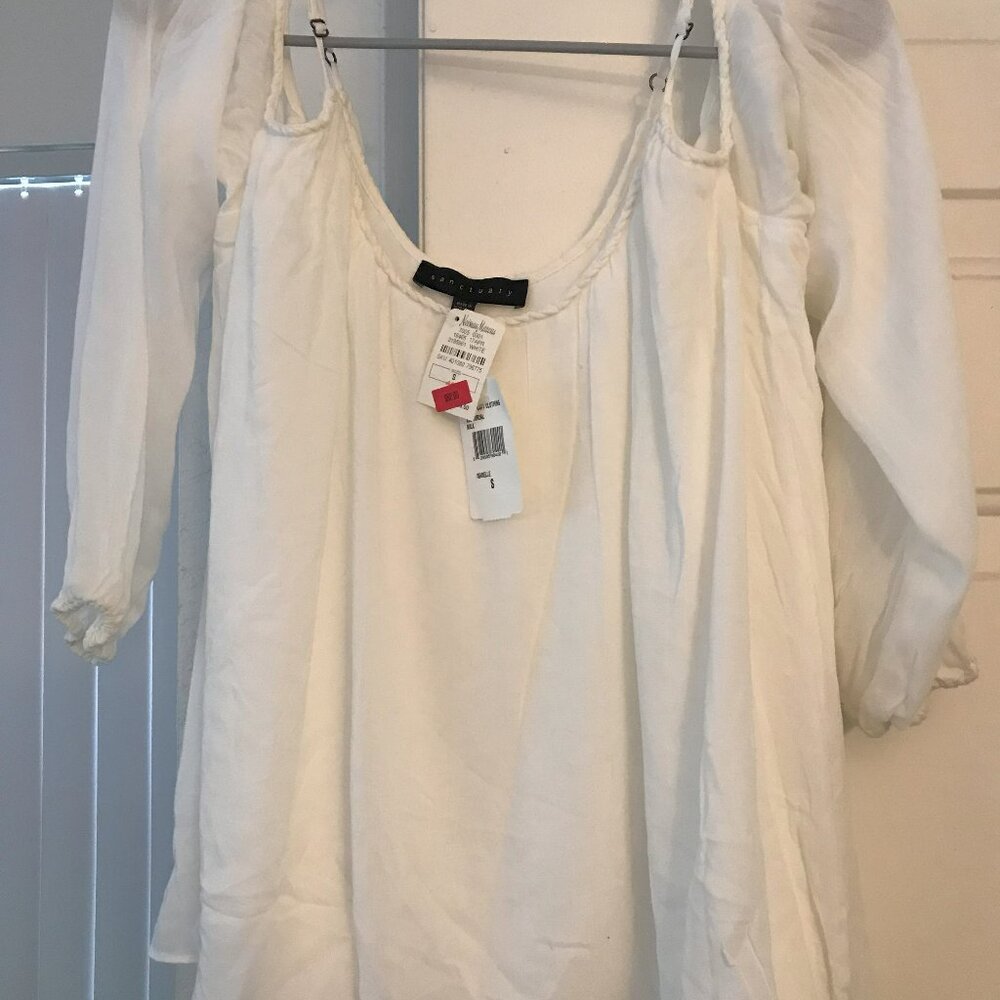 Sanctuary Clothing Lightweight White Blouse,Size S for Woman
